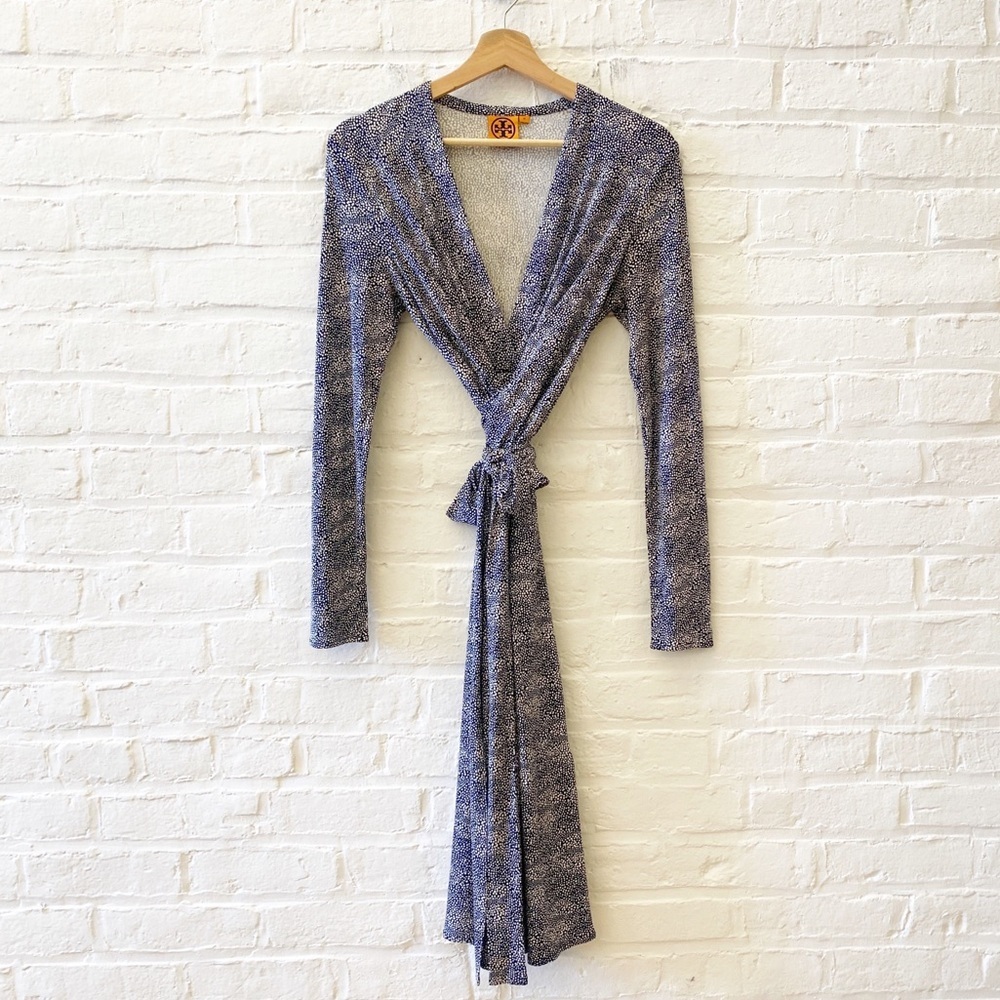 Tory Burch || Vanessa Silk Wrap Dress‎ Navy Medium